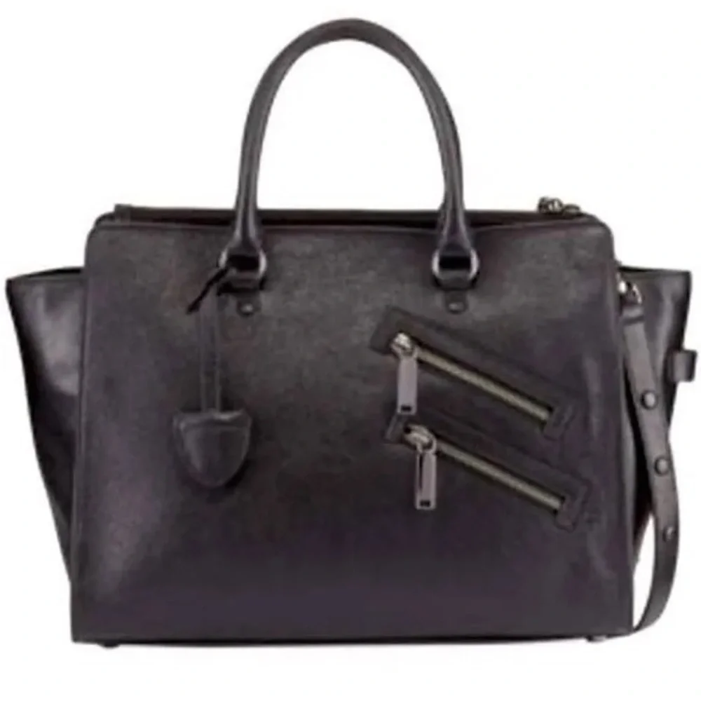 rebecca minkoff black leather jamie satchel /crossbody purse